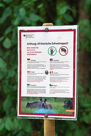 Hinweisschild: Afrikanische Schweinepest